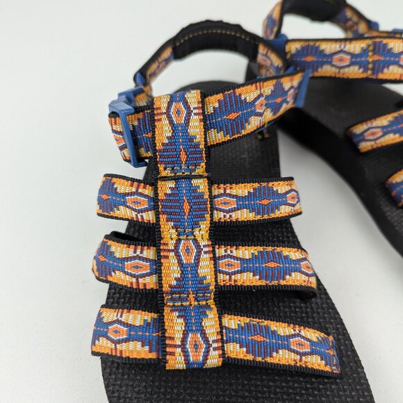 Teva Original Dorado Sandals Women's Size 8 Blue Yellow Aztec - Picture 5 of 7